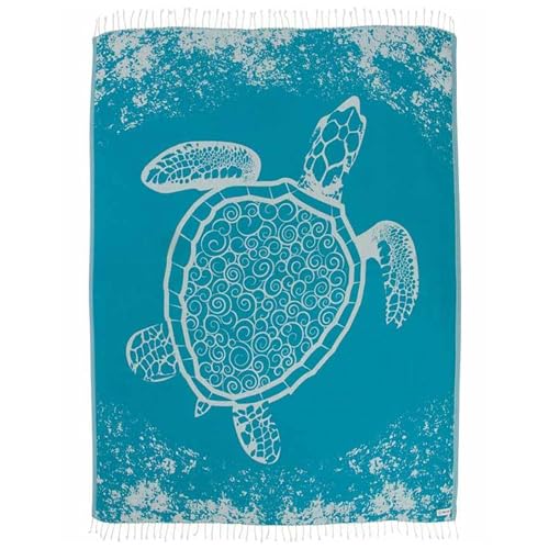 Sand Cloud Extra Large Turkish Towel - Quick Dry, 100% Organic Cotton, Marine Life Design - 62x76in