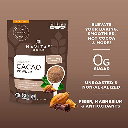 Navitas Organics Cacao Powder - Rich Chocolate Flavor, Organic, Fair Trade, Non-GMO - 32oz