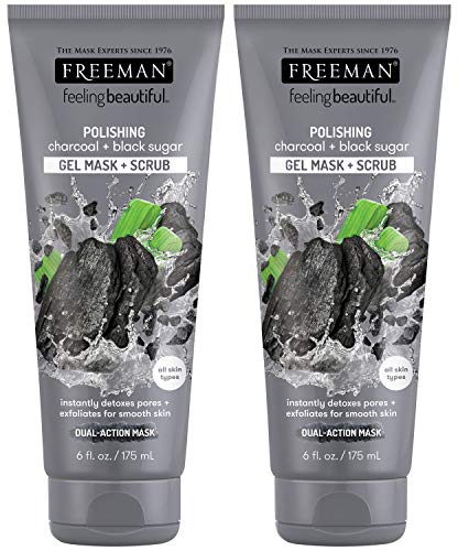 Freeman Charcoal & Black Sugar Body Scrub - Detoxifies Pores, Exfoliates for Smooth Skin - 2x6oz