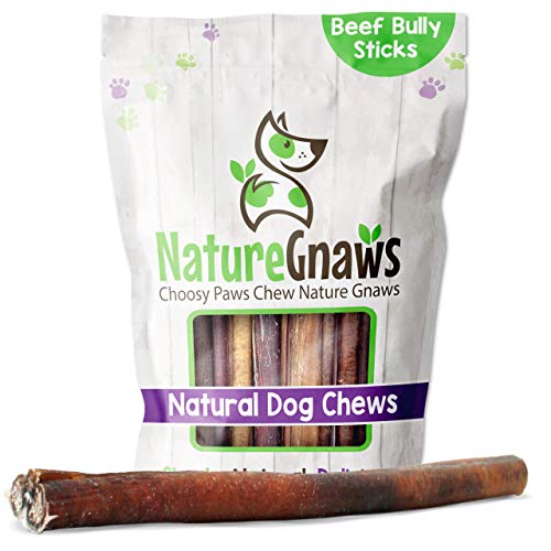 Nature Gnaws Dog Treats - Long-Lasting Beef Bully Sticks for Dental Health, 11-12" (6 Count)