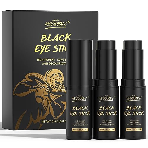 Pop Modern.C Body Paint - Anti-Glare Eye Black Stick, Long-Lasting, Non-Irritating - 3 Pcs