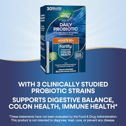 Nature's Way Fortify 50+ Probiotic - Digestive & Immune Support, Non-GMO, Gluten-Free - 30 Capsules