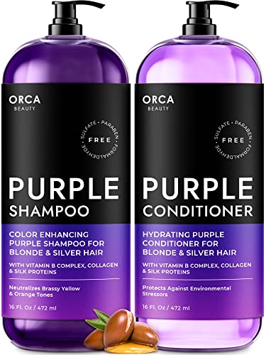 Purple Toning Shampoo & Conditioner Set - Nourish, Strengthen, Sulfate-Free, 12oz Each