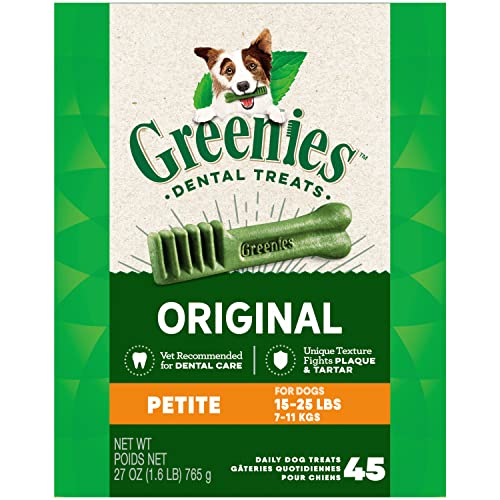 Greenies Original Petite Dog Treats - Dental Care, Vitamins & Minerals, 27oz (45 Treats)