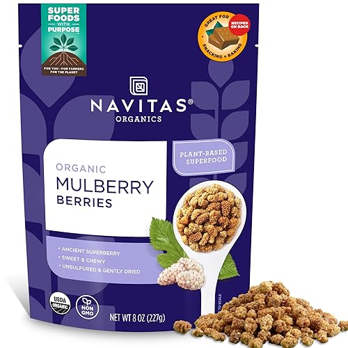 Navitas Organics Mulberries - Nutrient-Dense Superfood, Organic & Non-GMO - 8 oz. Bag