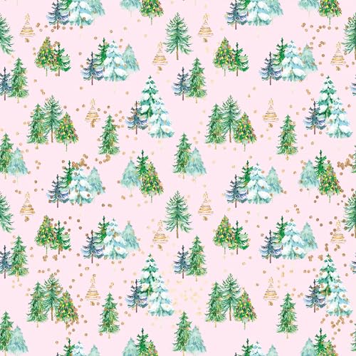 Waterleaf Paper Co. Dissolvable Gift Wrap - Pink Christmas Trees, Biodegradable, 4 Sq Ft