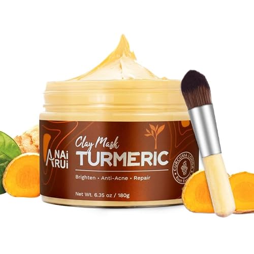 ANAI RUI Turmeric Clay Face Mask - Brightens & Exfoliates, Vegan Formula - 6.35 oz