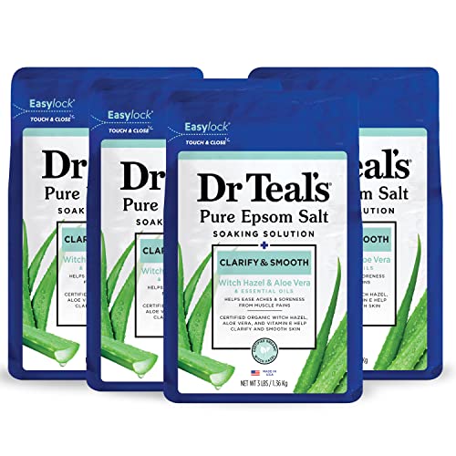 Dr Teal's Epsom Salt Bath Soak - Relieves Aches, Nourishes Skin with Aloe & Witch Hazel - 3 lbs