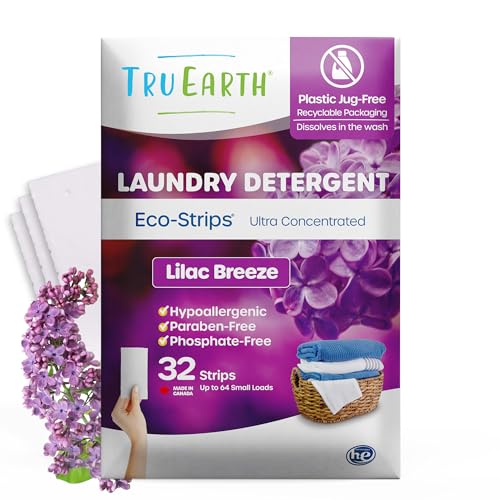 Tru Earth Laundry Detergent Sheets - Paraben-Free, Gentle on Skin - Lilac Breeze, 32 Sheets