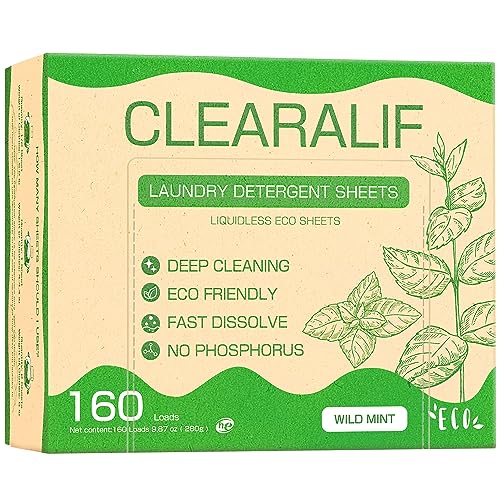 CLEARALIF Laundry Detergent Sheets - Powerful Stain Removal, Hypoallergenic - 80 Sheets