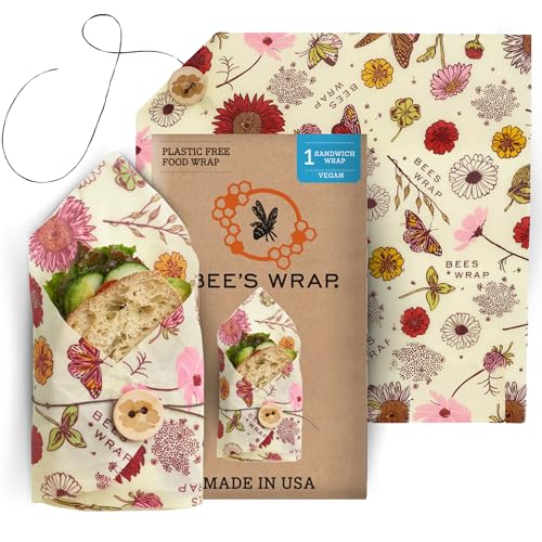 Bee's Wrap Food Storage Bundle - Vegan, Organic Cotton, Reusable Bags & Wraps - 3 Pack