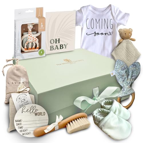 The Wrapped Company Baby Gift Set - 10 Premium All-Natural Gifts for New Moms - Luxurious Box