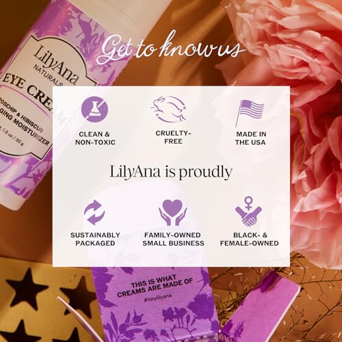 LilyAna Naturals Eye Cream - Reduces Dark Circles & Puffiness, Hydrates Sensitive Skin - 1.7oz