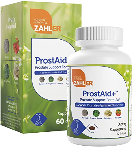 Zahler ProstAid+ Prostate Health Supplements - Urine Flow Support, Non-GMO, Kosher - 60 Softgels