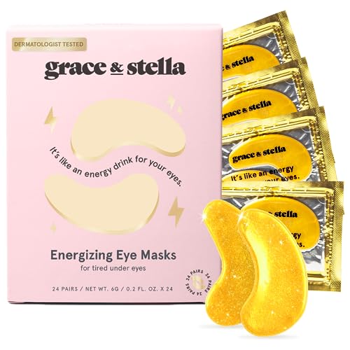 grace & stella Eye Wrinkle Pads - Reduce Dark Circles & Puffiness, Vegan - 24 Pairs, Gold