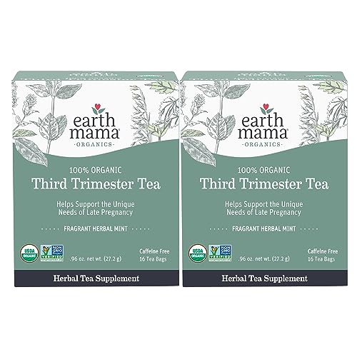 Earth Mama Organic Third Trimester Tea - Supports Late Pregnancy Comfort, Non-GMO - 16 Bags (2-Pack)