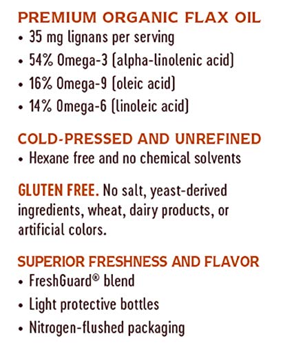 Nature's Way Organic Flax Seed Oil - Omega-3 Rich, Cold-Pressed, Gluten-Free - 24 Fl Oz