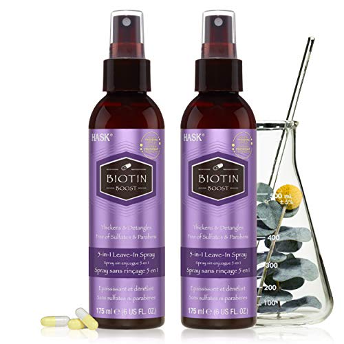 HASK Hair Care Set - Biotin Thickening Leave-In Spray for Shine & Frizz Control - 2 x 6oz