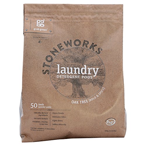 Grab Green Stoneworks Laundry Detergent Pods - Deep Cleaning, Bold Oak Tree Scent - 300 Pods