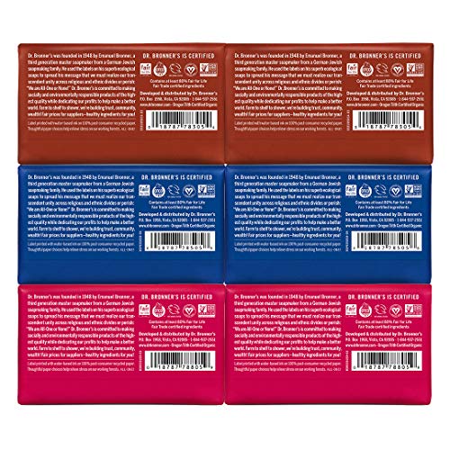 Dr. Bronner's Pure-Castile Bar Soap - Gentle Organic Oils, Vegan Ingredients - 5oz Variety Pack