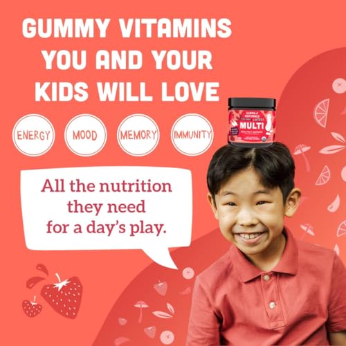 Llama Naturals Multivitamin Gummies - Supports Kids’ Development, Organic & Vegan - 90 ct Strawberry