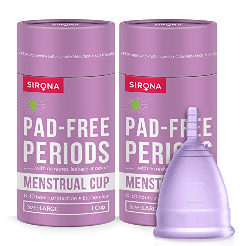 Sirona Menstrual Cups - Odorless, Leak-Proof, Reusable, Comfortable - Large, Pack of 2