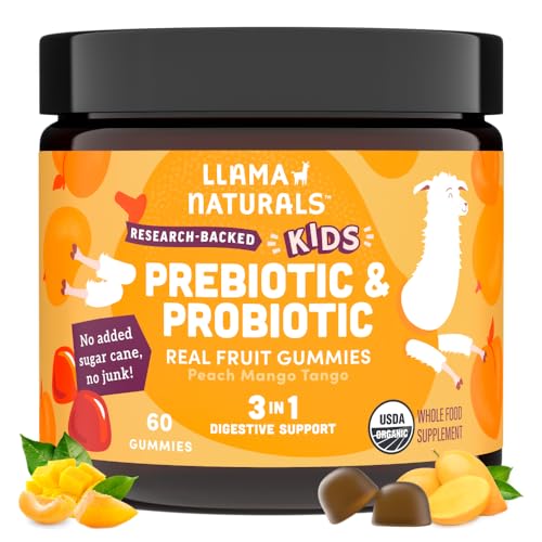 Llama Naturals Probiotic Gummies - Supports Digestion, Vegan, Organic, Peach Mango - 60 ct