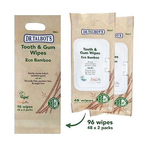 Dr. Talbot's Bamboo Baby Tooth & Gum Wipes - Sugar-Free, Biodegradable, Gentle - 96 Count