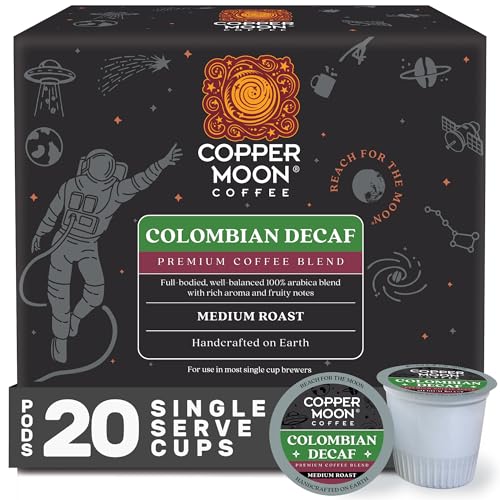 Copper Moon Coffee Decaf Pods - Rich Colombian Flavor, Allergen-Free, Kosher - 20 Count