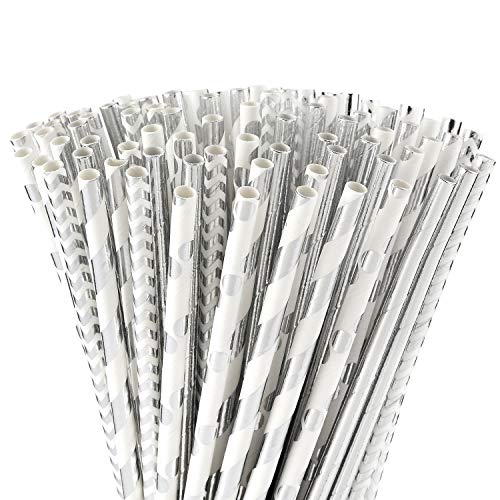 ALINK Drinking Straw & Stirrer Set - Biodegradable, Sturdy & Stylish, 100 Pack - 7.75" Long