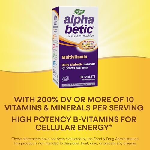 Nature's Way Alpha Betic Multivitamin - Energy Support, 10 Essential Vitamins - 30 Tablets