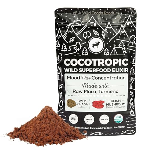 Wild Food Organic Cocotropic Superfood Hot Chocolate - Mood Boosting, Non-GMO, Vegan - 16oz