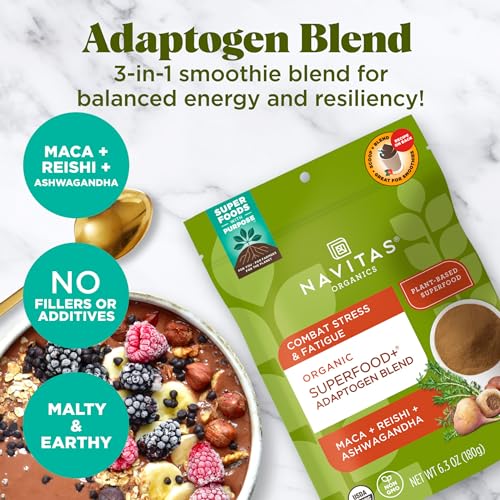 Navitas Organics Superfood+ Adaptogen Blend - Stress Support, Organic, Non-GMO, Vegan - 6.3oz