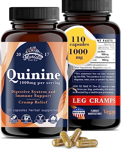 Leg Cramps Defense Herbal Supplement - 1000 mg Quinine for Muscle Support - 110 Vegan Capsules