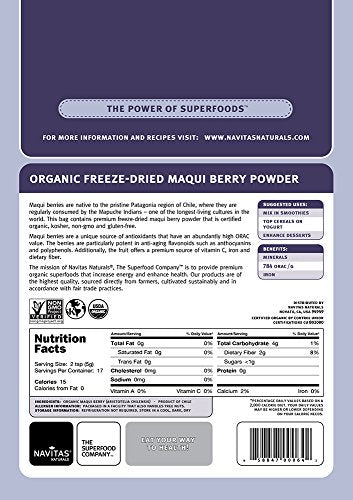 Navitas Organics Maqui Powder - Antioxidant-Rich Superfood, Organic & Non-GMO - 3 oz, 17 Servings