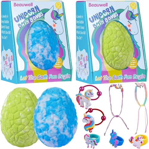 Beauwell Bath Bombs for Kids - Natural Organic Fun, Jewelry Surprise Inside - 6.4oz 2-Pack