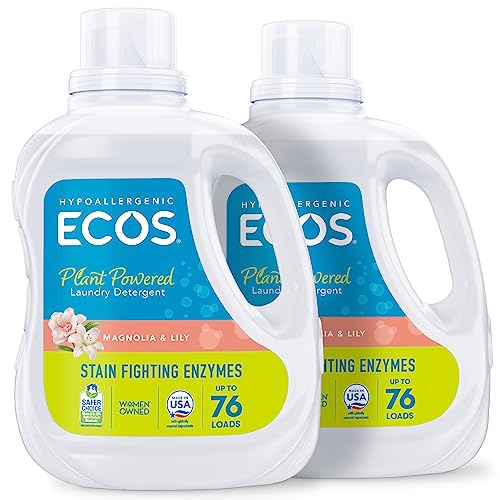 ECOS Concentrated Laundry Detergent - Hypoallergenic for Tough Odors, 152 Loads, Magnolia Lily