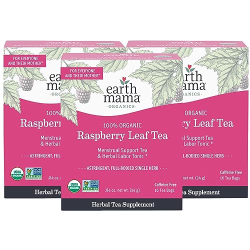 Earth Mama Raspberry Leaf Tea - Labor Tonic & Menstrual Support, Caffeine Free - 16 Bags