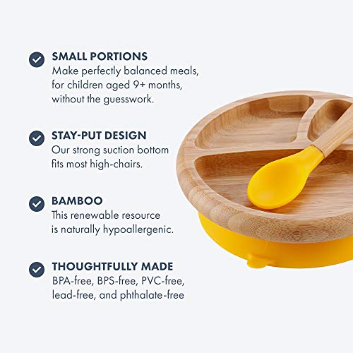 Avanchy Bamboo Baby Plate & Silicone Cup - Safe Feeding, Portion Control, 8oz Cup with Straw