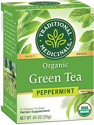 Traditional Medicinals Organic Green Tea - Promotes Healthy Digestion, Non-GMO, 16 Tea Bags