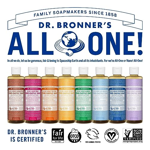 Dr. Bronner's Body Soap - Organic Oils, 18-in-1 Uses, Vegan, Non-GMO - Lavender, 8oz