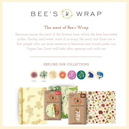 Bee's Wrap Reusable Beeswax Food Wraps - Natural Alternative to Plastic, 7 Assorted Sizes