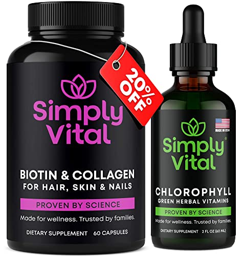 SimplyVital Collagen Bundle - Supports Healthy Hair, Skin & Nails, Immune & Digestion Boost - 60ct