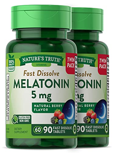 Nature's Truth Melatonin 5mg - Fast Dissolve Sleep Support, Vegetarian, Non-GMO - 180 Tablets