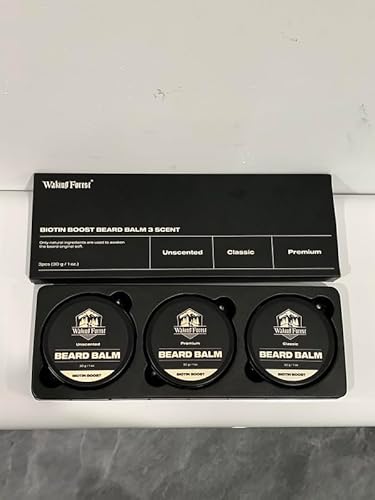 Men's Beard Balm - Boosts Growth & Softens Hair, Natural Oils with 3 Unique Scents - 3-Pack