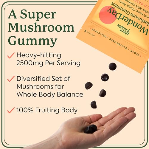 Plant People WonderDay Mushroom Gummies - Boost Mood & Immunity, Vegan, 60 Count