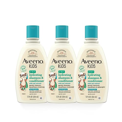 Aveeno Kids 2-in-1 Shampoo & Conditioner - Hydrates, Gentle Oat Formula, Hypoallergenic - 12oz x3