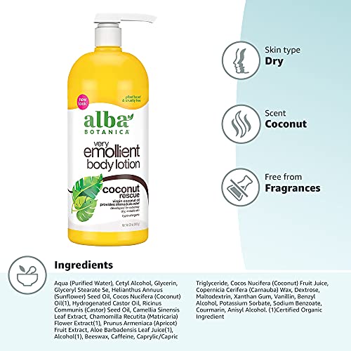 Alba Botanica Body Lotion - Nourishing Coconut Hydration, Vegetarian, 32oz