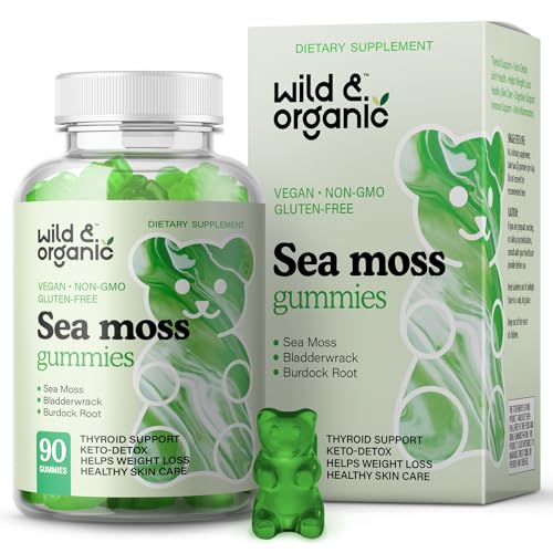 Wild & Organic Sea Moss Gummies - 1600mg Health Support, Vegan, Pectin-Based - 90 Count