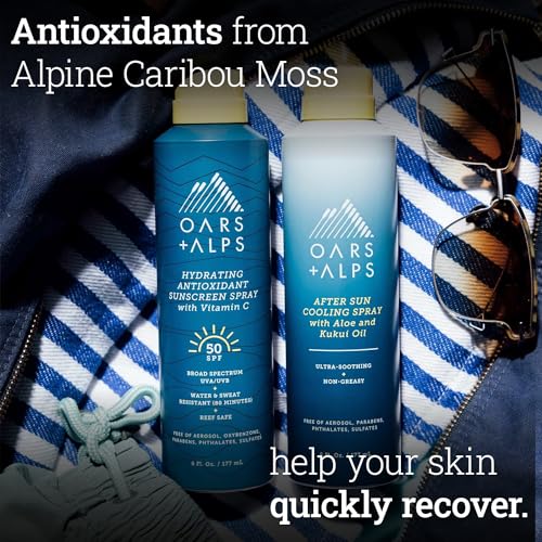 Oars + Alps After Sun Cooling Spray - Hydrates & Soothes Burned Skin, Green Tea Scent - 6 Fl Oz